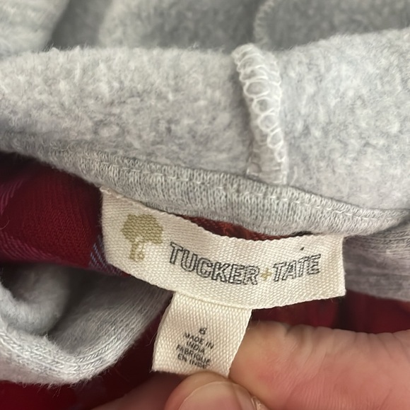 Tucker + Tate Red-Blue-Orange-Gray Long Sleeve Flannel Pullover Dress- Girls 6 - Picture 5 of 10